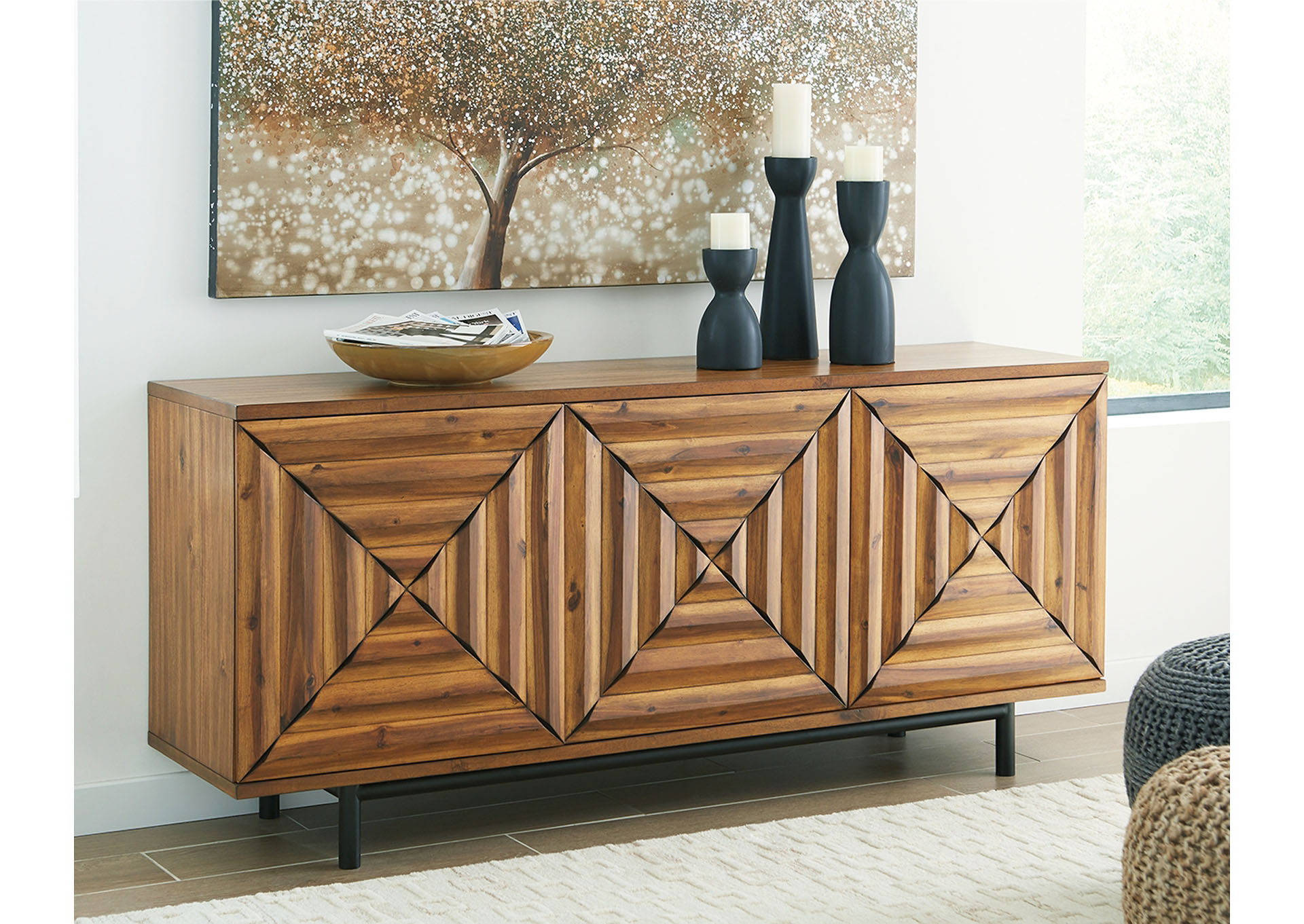accent cabinet in dining room